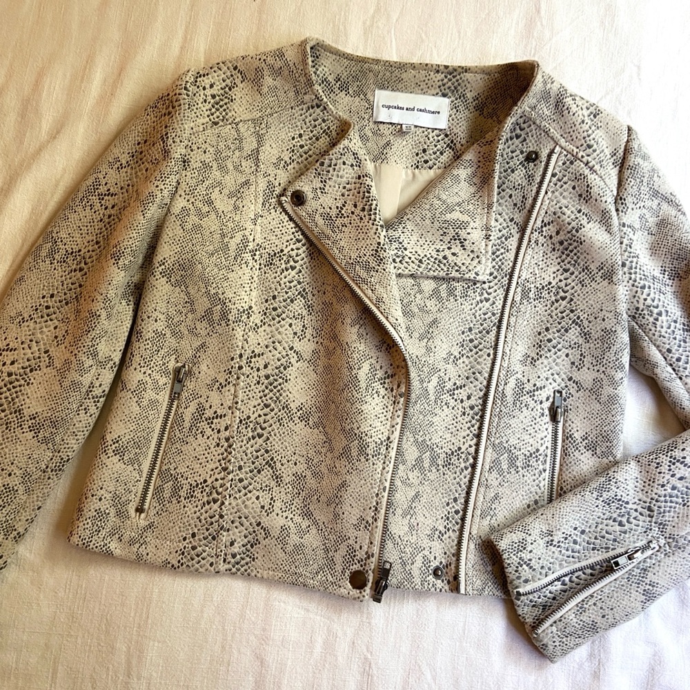 Cupcakes & Cashmere Cropped Snake Print Jacket